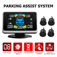 Capteur de stationnement avec guidage vocal Système d'aide au stationnement de voiture Radar de recul arrière automatique Kit de LED à ultrasons 4 capteurs