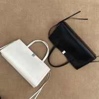 Tas Tote Persegi Panjang Kulit Asli Minimalis Wanita Tali Selempang Dapat Dilepas Tas Tangan Komuter Kantor Bisnis Kapasitas Besar
