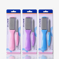 Kit de pédicure et manucure 2 en 1 multifonctionnel, lime à callosités, ensemble de limes à ongles avec manche en plastique et râpe à pieds en acier inoxydable