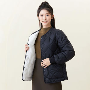 Manufacture Style personnalisé ou Logo ODM Manteaux pour femmes <span class=keywords><strong>Veste</strong></span> d'hiver en coton rembourré avec haut à manches longues chaud en velours Plus - Product Image 1