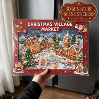 Autocollants de scène miniature 3D, Noël, Père Noël, bonhomme de neige, autocollants de dessins animés mignons, livre d'autocollants pour enfants, bricolage, cadeau