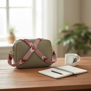 Cinta de 4 cm con flecha en color granate para correa de bolso - Product Image 1