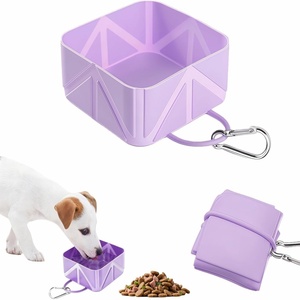 Bol carré pliable en silicone pour chien, 5 couleurs - Portable pour les voyages, la randonnée et le camping avec logo personnalisable - Product Image 1