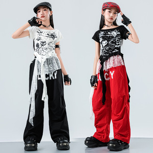 Costume de danse jazz pour enfants, robes en soie/coton pour filles, style tendance <span class=keywords><strong>et</strong></span> cool, défilé de mode pour enfants, groupe de filles jazz - Product Image 2