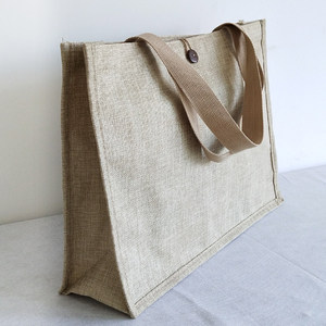 Sac fourre-tout personnalisé en jute – Sac à main publicitaire imprimé pour pique-nique, capacité moyenne, poignée en sangle PP en fibre naturelle, sac à bandoulière - Product Image 3