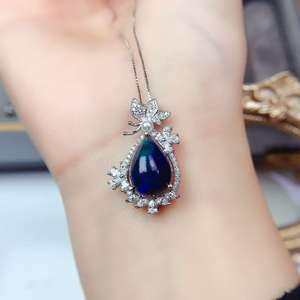 قلادات كريستال زرقاء أنيقة للنساء من المصنع الأصلي، مجوهرات راقية لحفلات الزفاف - Product Image 3