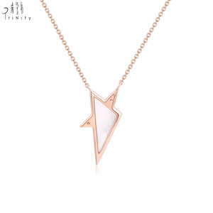 Latest Products Wholesale Shiny Natural Diamonds Necklace Jewelry 18K Solid Rose Gold White Mother-of-Pearl Pendant Necklace - Product Image 3