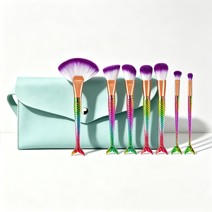 Conjunto de 7 Pincéis de Maquiagem com Pincel Leque e Bolsa de Cosméticos, Cerdas de Nylon e Cabos de Plástico - Product Image 4