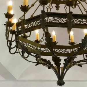 Lámpara Colgante de Estilo Americano Vintage, Rústica, de Mediados de Siglo, Gótica, con Forma de Arcángel, para Interiores de Villa, Araña de Hierro Forjado Envejecido <span class=keywords><strong>Negro</strong></span> - Product Image 3