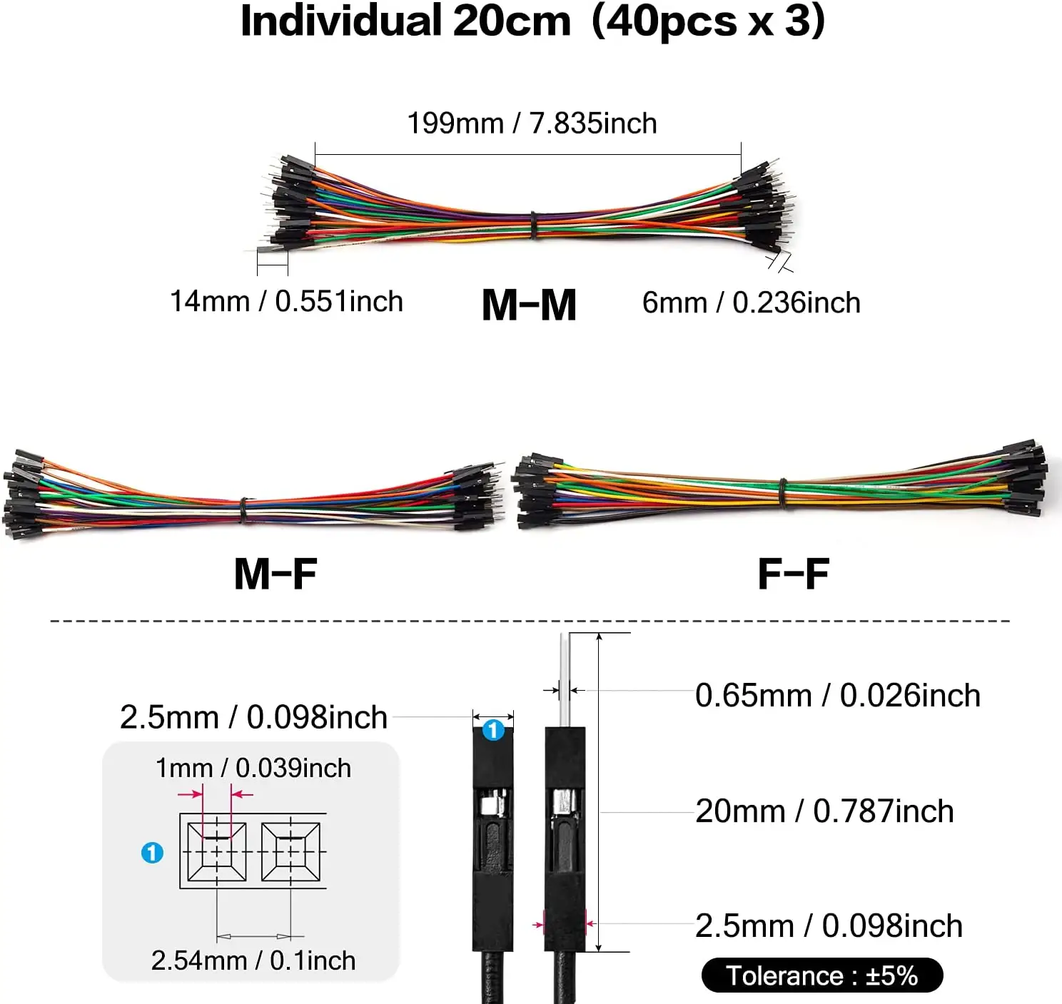 Header Jumper Wire Dupont Cable Line Connector Assorted Kit Set  Male Female M-M M-F F-F Electronic Breadboard PCB