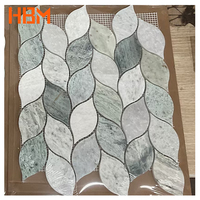 HBMHOME Carreaux de mosaïque en marbre modernes pour sol et mur, motif feuille de perle verte, parquet pour mur intérieur, crédence de cuisine, villa