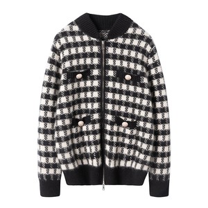 Maglieria di Design Jacquard vestito da ragazza vestito da donna Set di due pezzi <span class=keywords><strong>pied</strong></span> <span class=keywords><strong>de</strong></span> <span class=keywords><strong>poule</strong></span> top gonna a vita alta <span class=keywords><strong>Cardigan</strong></span> maglione 2 pezzi Set - Product Image 2