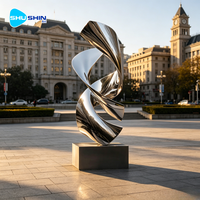Escultura Contemporánea de Acero Inoxidable Pulido para Exteriores, Diseño Abstracto 3D Retorcido, para Decoración de Centros Comerciales y Plazas Públicas