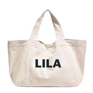 Sac de plage réutilisable en toile de coton grande capacité, livraison rapide, style pliable pour le voyage, logo personnalisé - Product Image 1