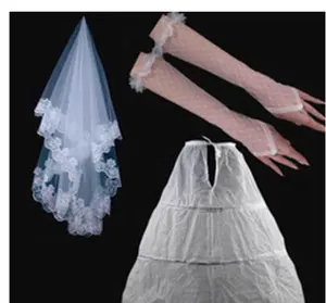 Hot Wedding Accessories Three-piece wedding dress veil gloves skirt bridal wedding three-piece suit