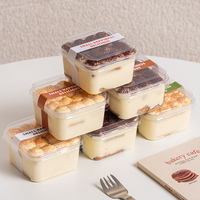 Boîtes à Desserts Tiramisu de 450 ML, Qualité Alimentaire, Robustes, Carrées, en Plastique, pour Pâtisseries, Brownies et Gâteaux – Emballage Fournitures de Boulangerie