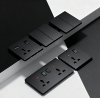 Interruptores de pared eléctricos negros mate estándar del Reino Unido al por mayor de alta calidad, enchufes, fabricación de enchufes USB tipo C