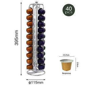 Support de capsules de café <span class=keywords><strong>Nespresso</strong></span> Vertuo rotatif en métal argenté, 40 pièces - Product Image 2