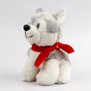 Lindo <span class=keywords><strong>Husky</strong></span> de peluche Animal <span class=keywords><strong>Husky</strong></span> <span class=keywords><strong>Siberiano</strong></span> perro de juguete de felpa con la bufanda roja - Product Image 4