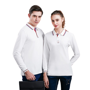 Polo de haute qualité pour hommes du fabricant OEM T-shirts tricotés en coton brodé sur mesure à manches longues en maille piquée vierge - Product Image 2