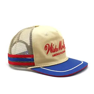 Venda quente personalizado 5 painel algodão trucker hat com remendo bordado