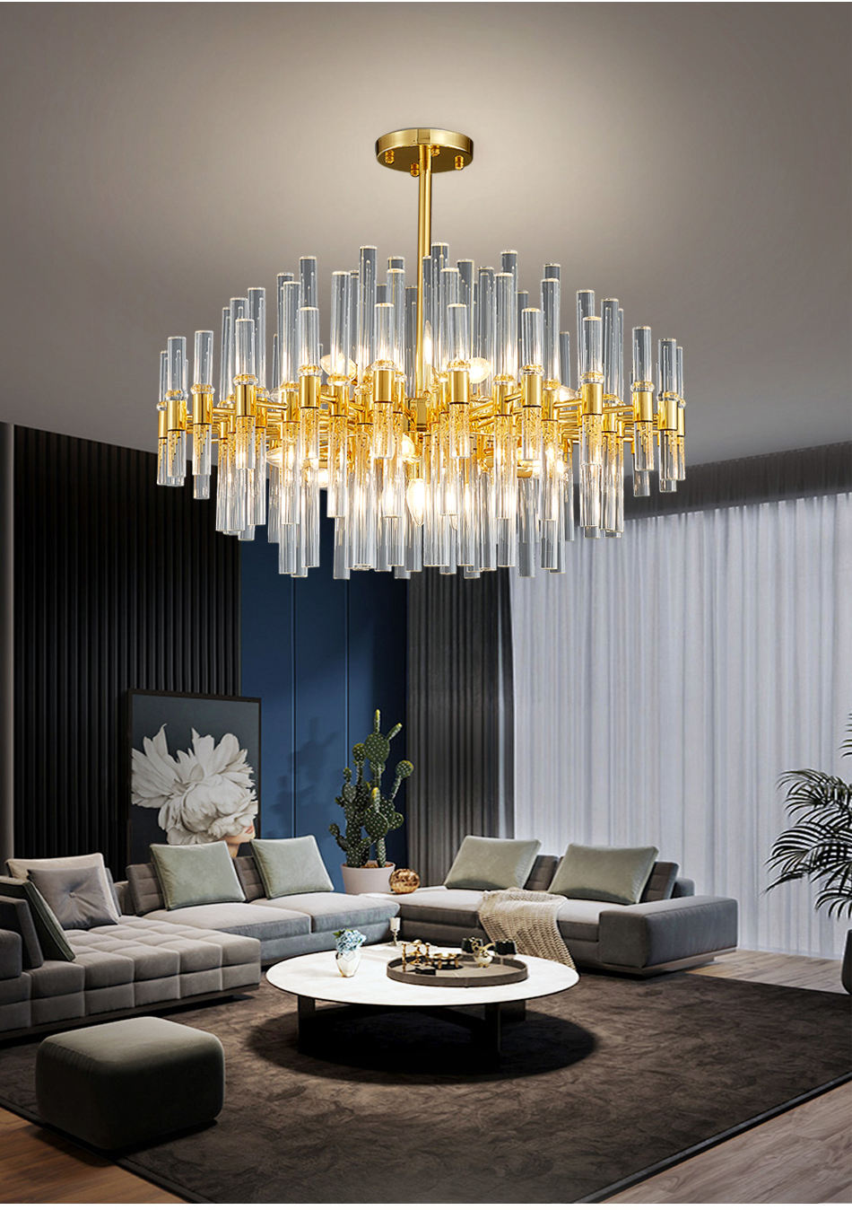 热销不锈钢金色现代吊灯灯led水晶天花板吊灯餐厅