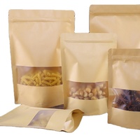 En stock – Sachet refermable à fermeture éclair 20x30cm, qualité alimentaire, en papier kraft brun avec fenêtre, type pochette stand-up