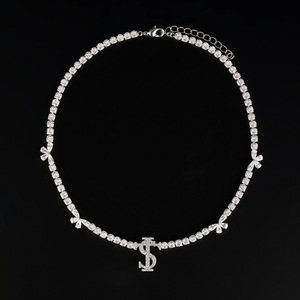 Stk Zircon Tennis Chain Butterfly Choker For Men And Women Fashion Collarbone Necklace Party Jewelry Accessory - Product Image 1