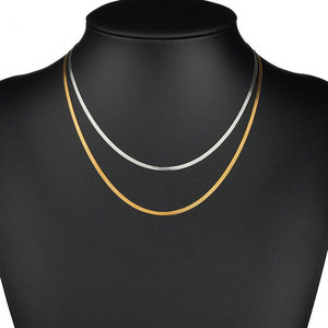 SC Office Lady Sexy Costumes Chaîne Dainty En Acier Inoxydable Collier Ras Du Cou 18K Plaqué Or Plat Serpent Os Câble Chaîne Collier 2023 - Product Image 5