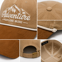 Casquette de baseball en velours côtelé personnalisée avec logo brodé vintage, réglable, pour l'extérieur, fournisseur OEM