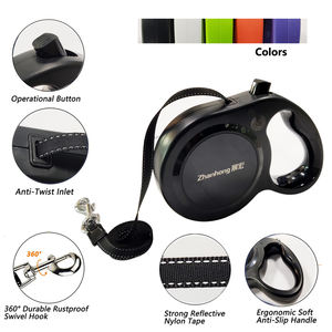 Correa retráctil automática para entrenamiento de mascotas, correas de tracción extensibles de nailon negro, venta al por mayor - Product Image 3