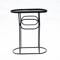 Table basse de chevet ovale en métal noir, accessoire moderne directement à l'usine, en forme ovale, bout incrusté