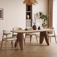 Ensemble de table et chaises de salle à manger en bois massif avec plateau en marbre rectangulaire moderne et luxueux, 4 à 6 places, meubles de cuisine et de salle à manger, designs élégants