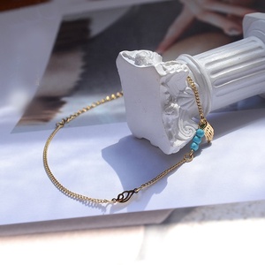 Delicado nuevo encanto de moda tobilleras de acero inoxidable cadena azul turquesa cuenta ala colgante tobillera pulseras de tobillo mujer <span class=keywords><strong>pie</strong></span> joya - Product Image 4