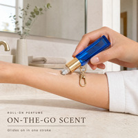 Flacon roll-on vide 10 ml personnalisé avec logo, pour huiles essentielles et parfums, portable, en verre carré, avec porte-clés