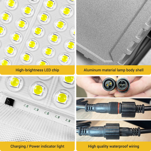 Güneş Enerjili <span class=keywords><strong>LED</strong></span> Projektör Alüminyum IP66 200W-300W 70-140 Işın Açısı LiFePO4 Pil 3000K-6500K Renk Sıcaklığı Spor Koyu Gri - Product Image 4
