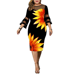 Xưởng may bán buôn đầm hè nữ size lớn, in họa tiết, dáng rộng, size extra large, đầm midi nữ mặc thường ngày - Product Image 1