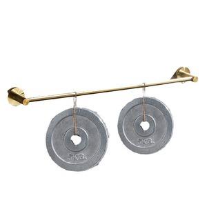 Barre porte-serviettes simple en acier inoxydable doré, accessoire de salle de bain - Product Image 5
