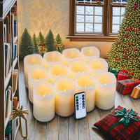 Bougies LED sans flamme pilier de cire véritable à piles avec contrôle de l'heure à distance pour la décoration de la maison pour Noël