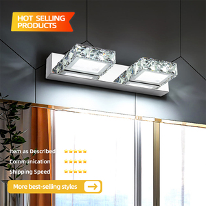 Modern Aluminum Alloy Wall Lamp with Crystal Shade Warm White LED <b>Light</b> for Bathroom Surface Mounted E27 Bulb Base - Product Image 2