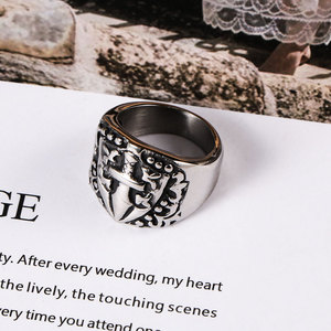 Anillo gótico Punk de moda con diseño de espada cruzada, joyería Vintage de acero y titanio para hombre SA471 - Product Image 2