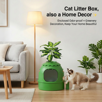 WOWO Bac à litière pour animaux de compagnie en acier inoxydable moderne vert frais anti-fuite, anti-adhésif, XL, avec parois hautes
