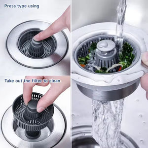 Filtro de Desagüe Redondo 3 en <span class=keywords><strong>1</strong></span> de Acero Inoxidable para Fregadero de Cocina, Desatascador Desmontable Anticongelante - Product Image 3