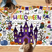 Affiche géante à colorier sur le thème d'Halloween 76x183 cm, nappe à colorier pour les activités et cadeaux de fête d'Halloween
