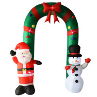 Decoración Navideña Grande para Exteriores, Arco Inflable de Santa Claus y Muñeco de Nieve de 9 Pies, con Luces LED Integradas, Resistente al Agua, Ecológico, para Fiestas