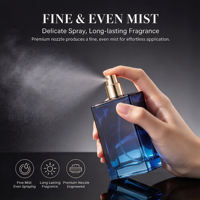 Flacon de parfum en verre bleu dégradé avec logo personnalisé, 50 ml, forme carrée, dessus facetté en cristal, OEM ODM, fabrication en gros