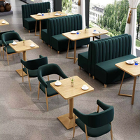 Restaurant burger personnalisé Poulet frit Restaurant Pizza Café Velours Cuir Simple Canapé Cabine et Tables et Chaises de salle à manger