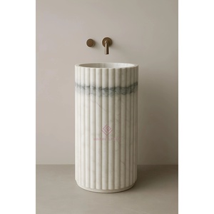 Lavabo piédestal en marbre autoportant contemporain 17x17x31 "vanité <span class=keywords><strong>de</strong></span> salle <span class=keywords><strong>de</strong></span> bain <span class=keywords><strong>de</strong></span> luxe faite à la main - Product Image 1