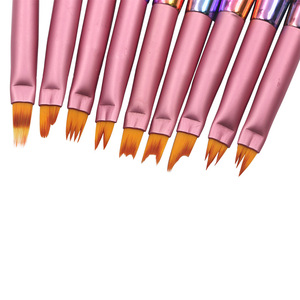 Pinceaux à ongles angulaires pour nail art, effet ombré, fleur de pétale, virole en aluminium, manche en nylon durable, outil de salon pour gel et dégradé - Product Image 2