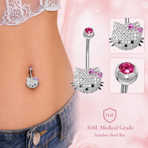 Anello simpatico gatto all'<span class=keywords><strong>ombelico</strong></span> alla moda da donna in acciaio inossidabile <span class=keywords><strong>Piercing</strong></span> gioielli zircone <span class=keywords><strong>ombelico</strong></span> per feste di matrimonio - Product Image 4